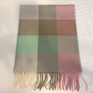 100% Cashmere Scarf pink tan mint NEW